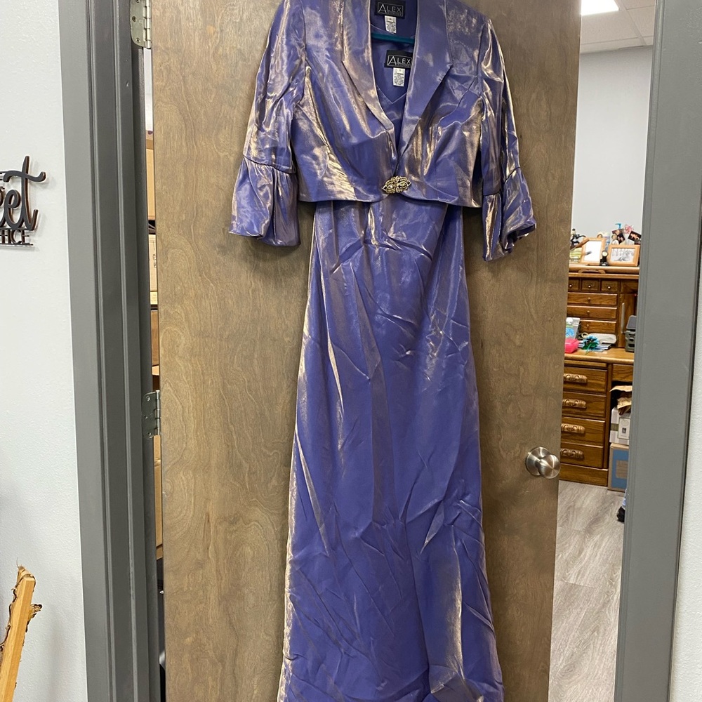 Alex Evenings Purple and Gold Maxi Dress